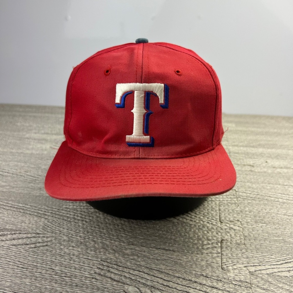 Vintage 90s Texas Rangers Hat Cap Snap Back Adjustable Red MLB Baseball Adult